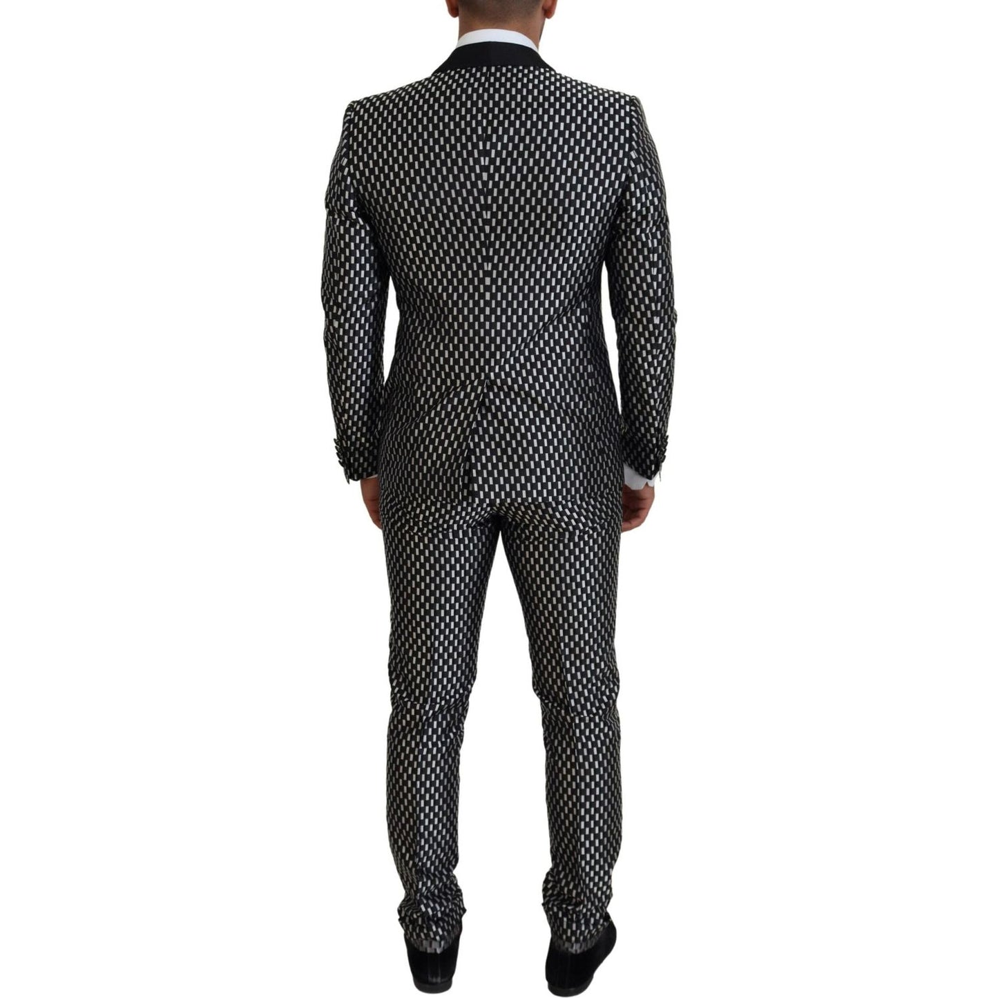 Dolce & Gabbana Black White Silk MARTINI Slim Fit Suit