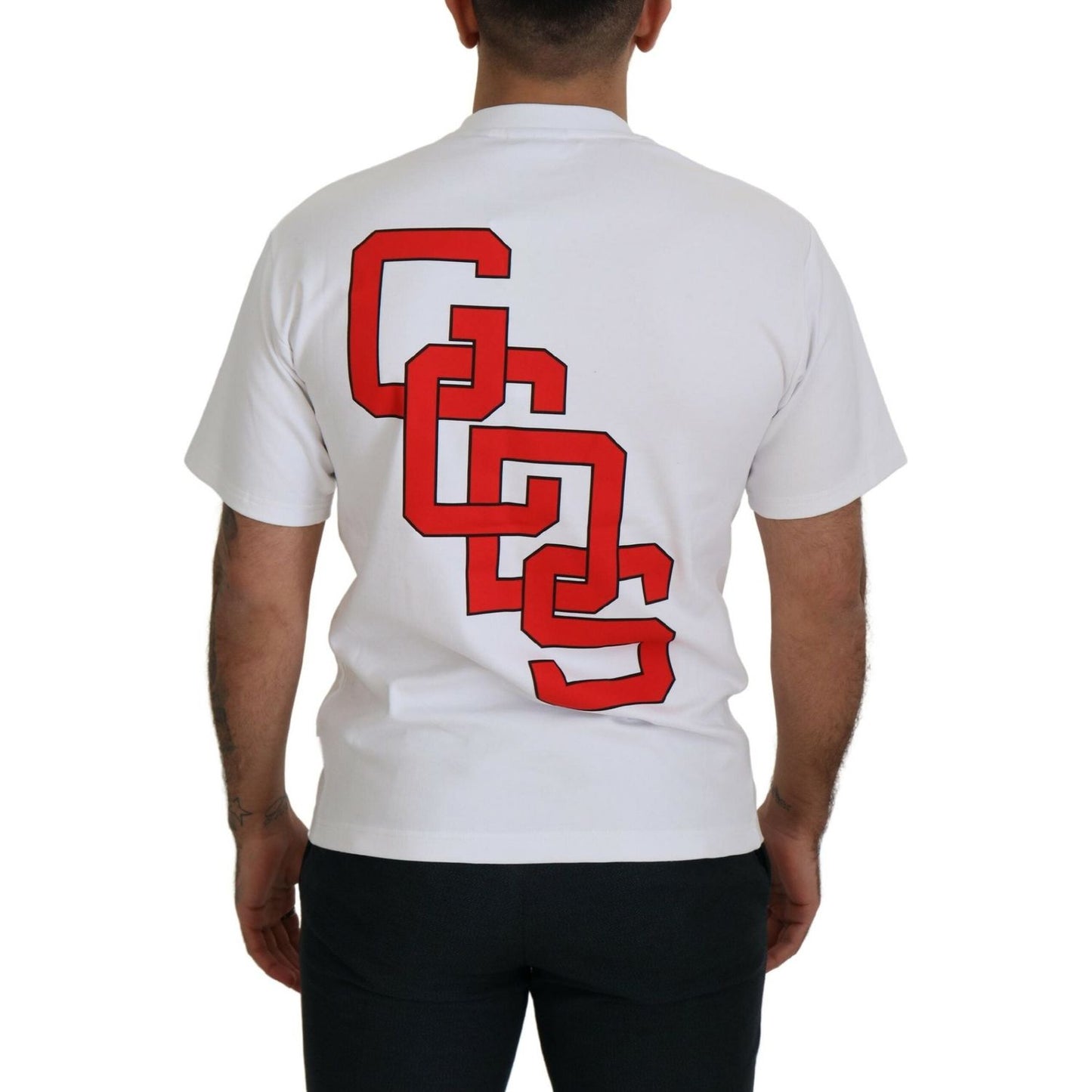GCDS White Logo Print Cotton Short Sleeves T-shirt