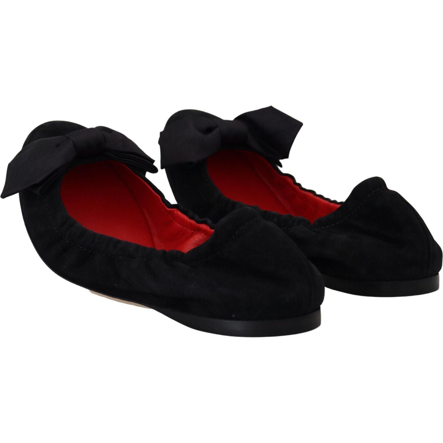 Dolce & Gabbana Black Suede Flat Slip On Ballet Shoes