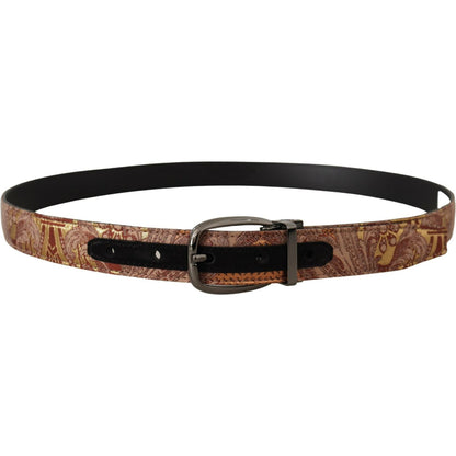 Dolce & Gabbana Multicolor Embossed Leather Black Metal Buckle Belt
