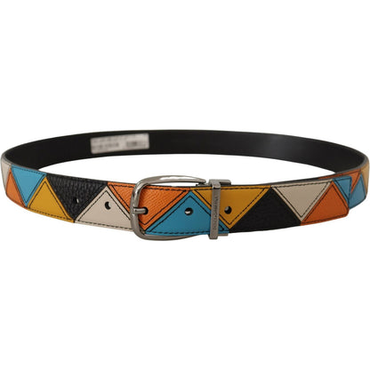 Dolce & Gabbana Multicolor Leather Silver Tone Logo Buckle Belt