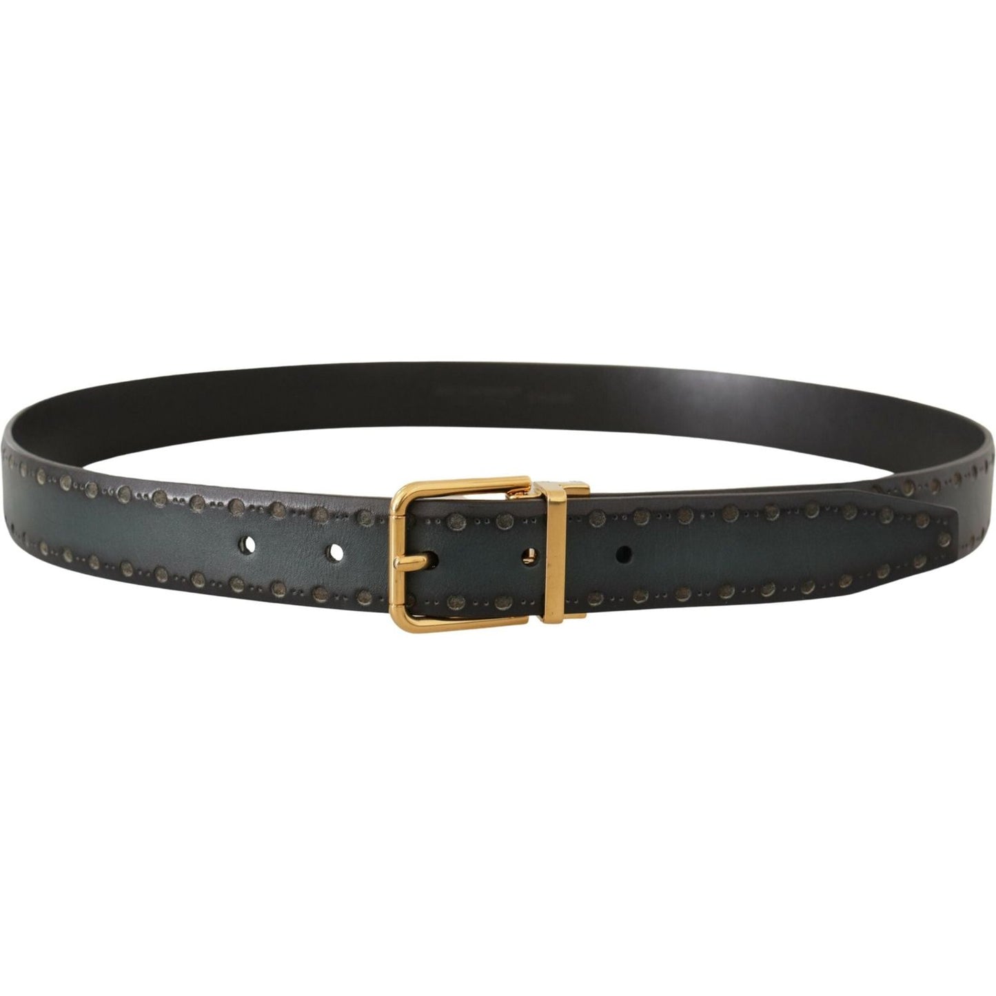 Dolce & Gabbana Green Perforated Leather Brass Metal Belt