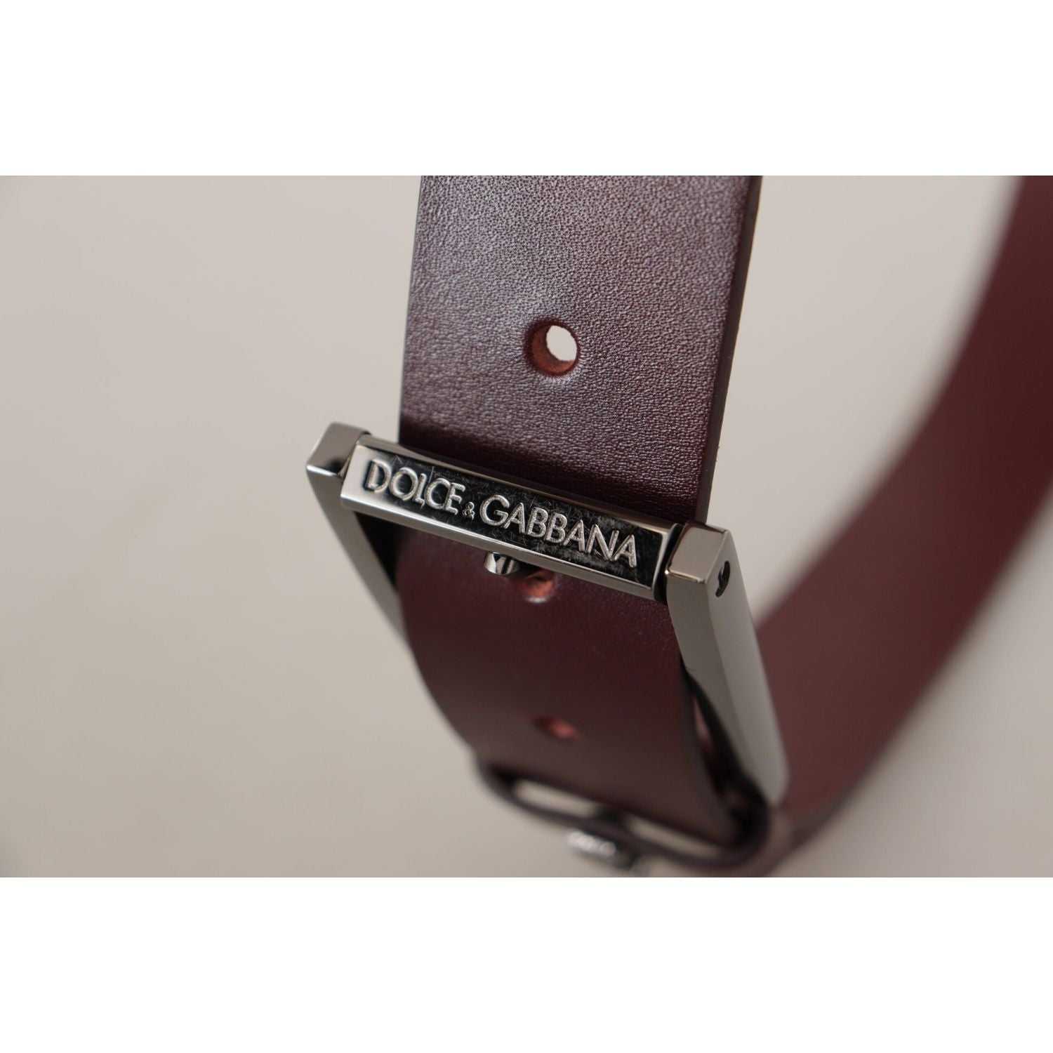 Dolce & Gabbana Brown Leather Silver Metal Crown Buckle Belt