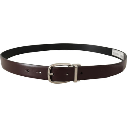 Dolce & Gabbana Solid Brown Leather Silver Metal Belt