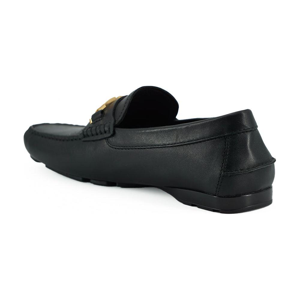 Versace Elegant Black Calf Leather Men's Loafers