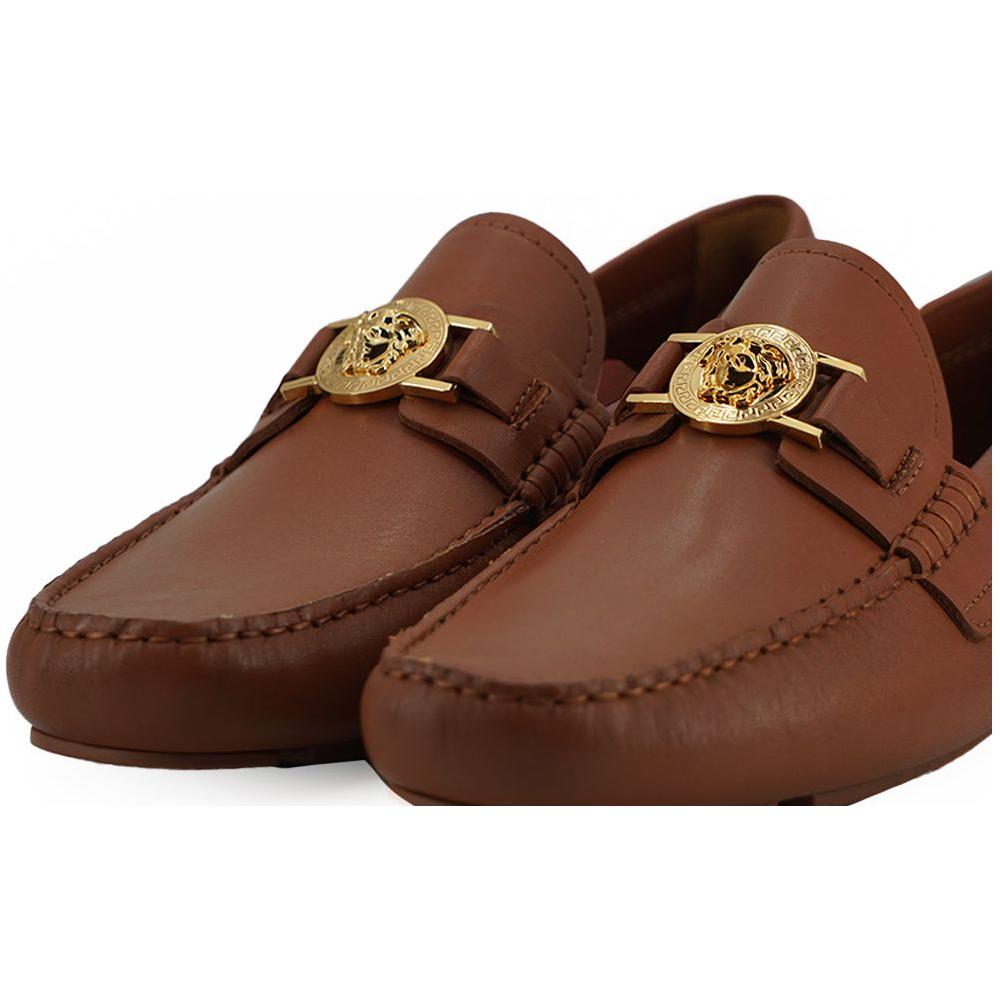Versace Elegant Medusa-Embossed Leather Loafers