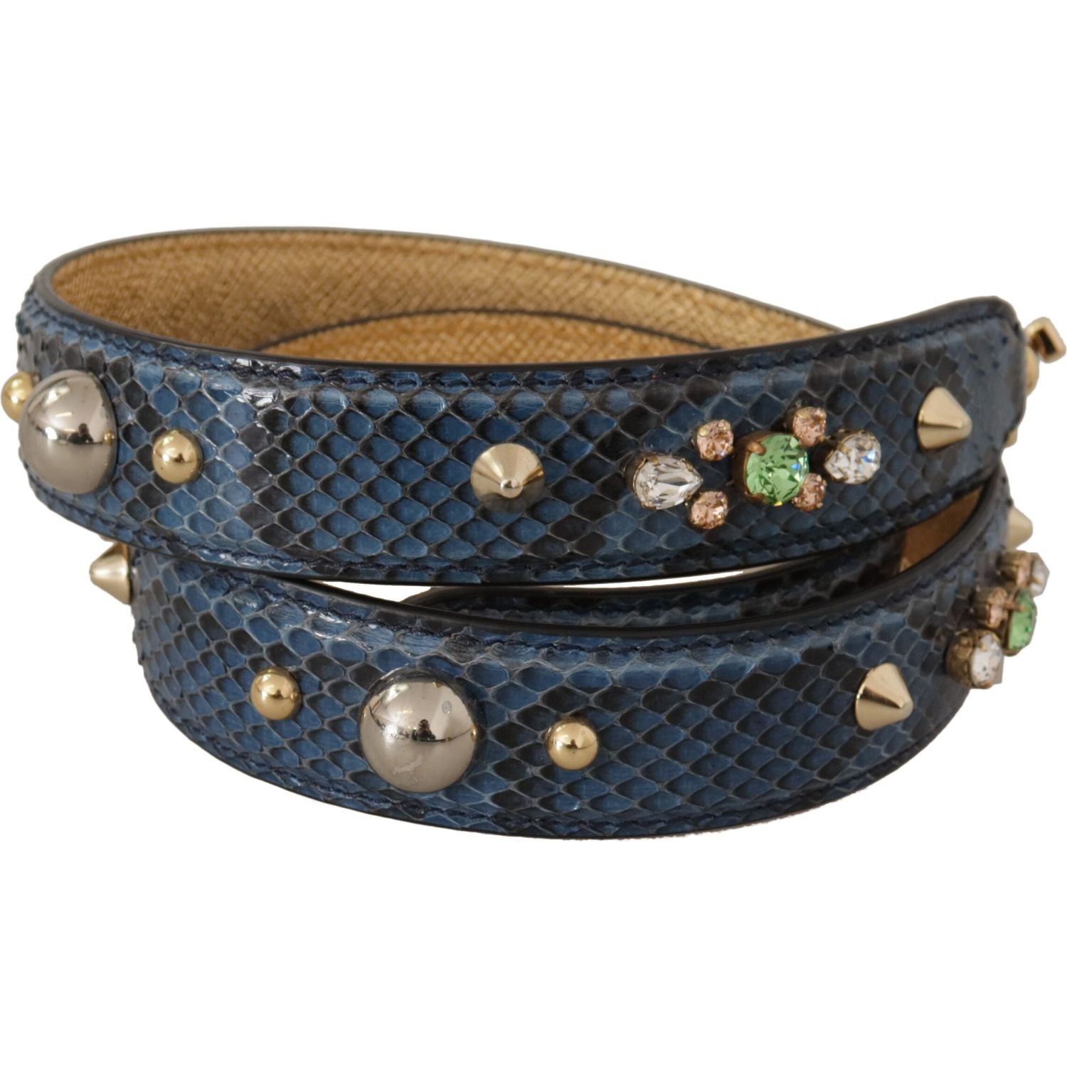 Dolce & Gabbana Blue Exotic Leather Crystals Shoulder Strap