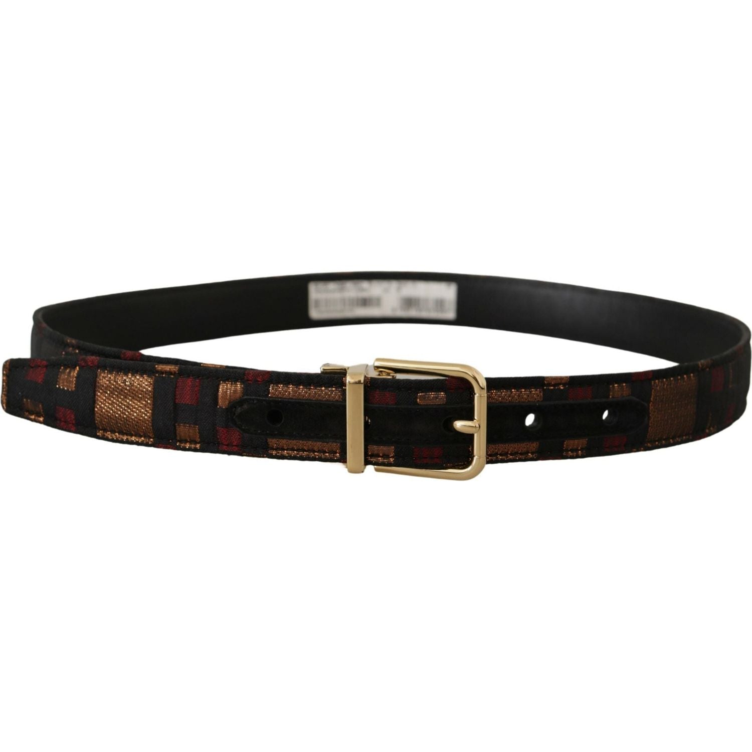 Dolce & Gabbana Multicolor Leather Jacquard Gold Metal Buckle Belt