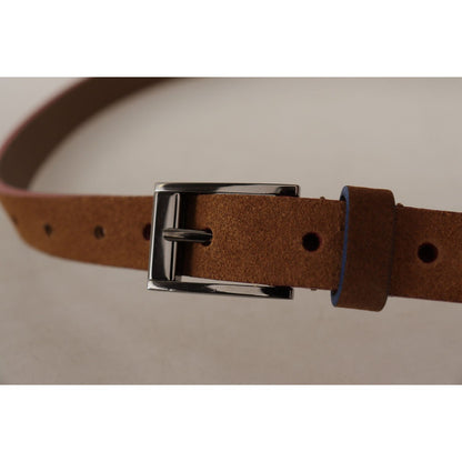 Dolce & Gabbana Brown Logo Engraved Metal Waist Buckle Belt