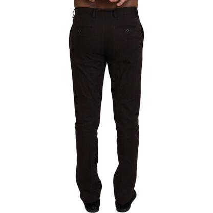 BENCIVENGA Brown Cotton Tapered Formal Men Pants