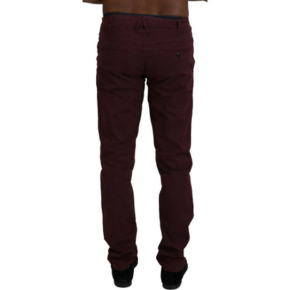 CYCLE Maroon Cotton Stretch Skinny Casual Men Pants