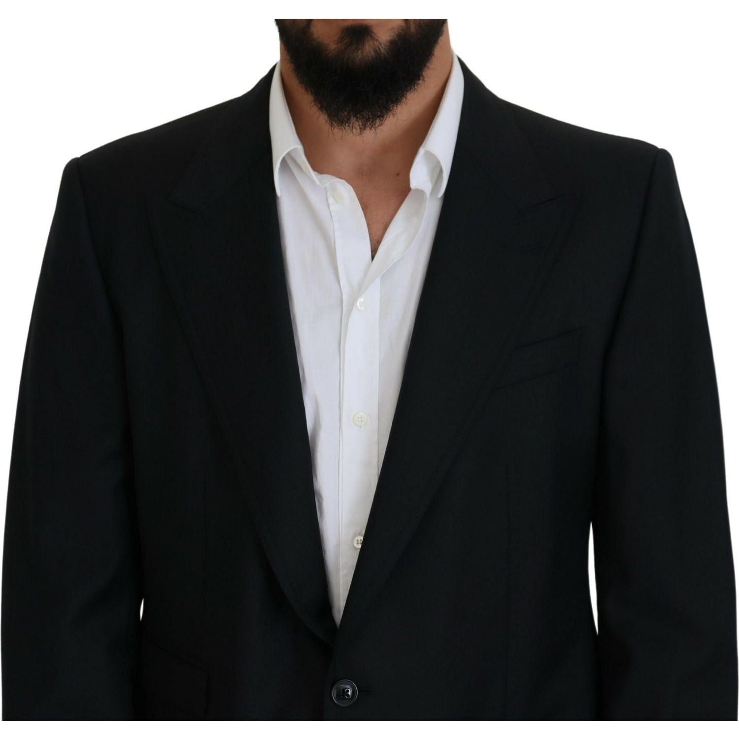 Dolce & Gabbana Dark Blue Wool Formal Sicilia Blazer