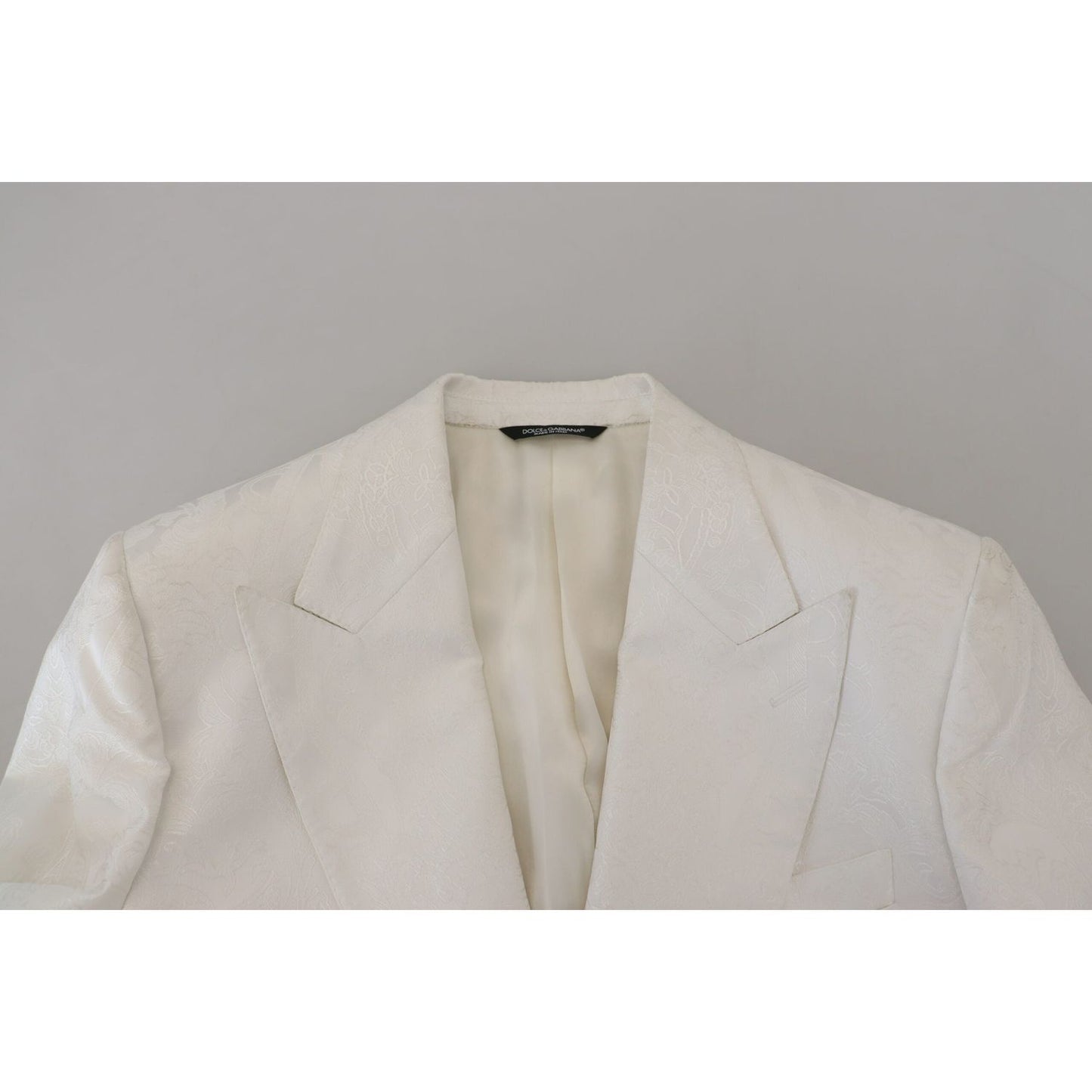 Dolce & Gabbana White Floral Brocade Trench Coat Jacket