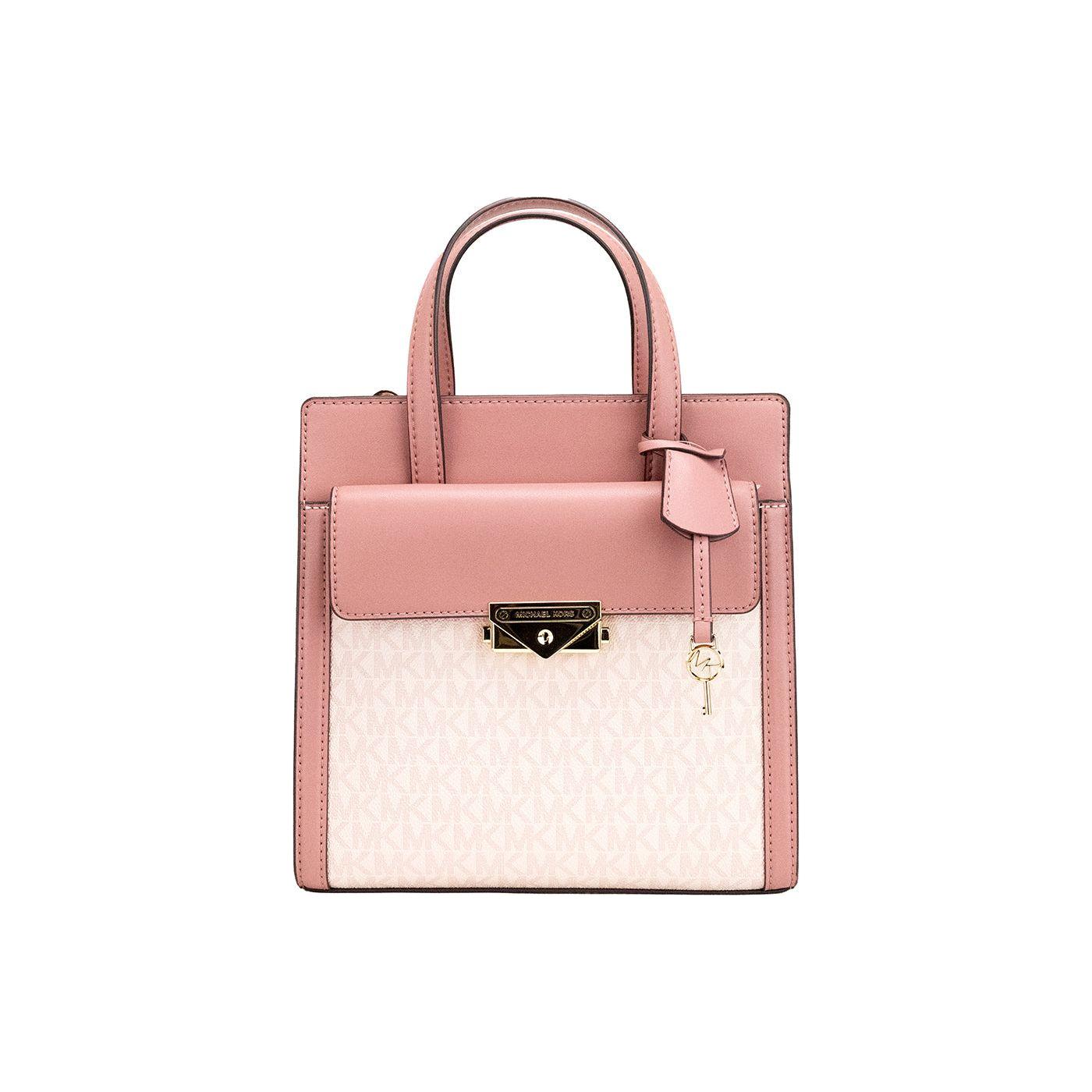 Michael Kors Cece Small Pink PVC North South Flap Tote Crossbody Bag Purse