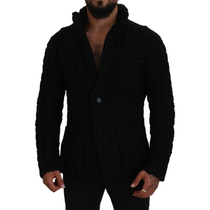 Dolce & Gabbana Black Wool Knit Button Cardigan Sweater