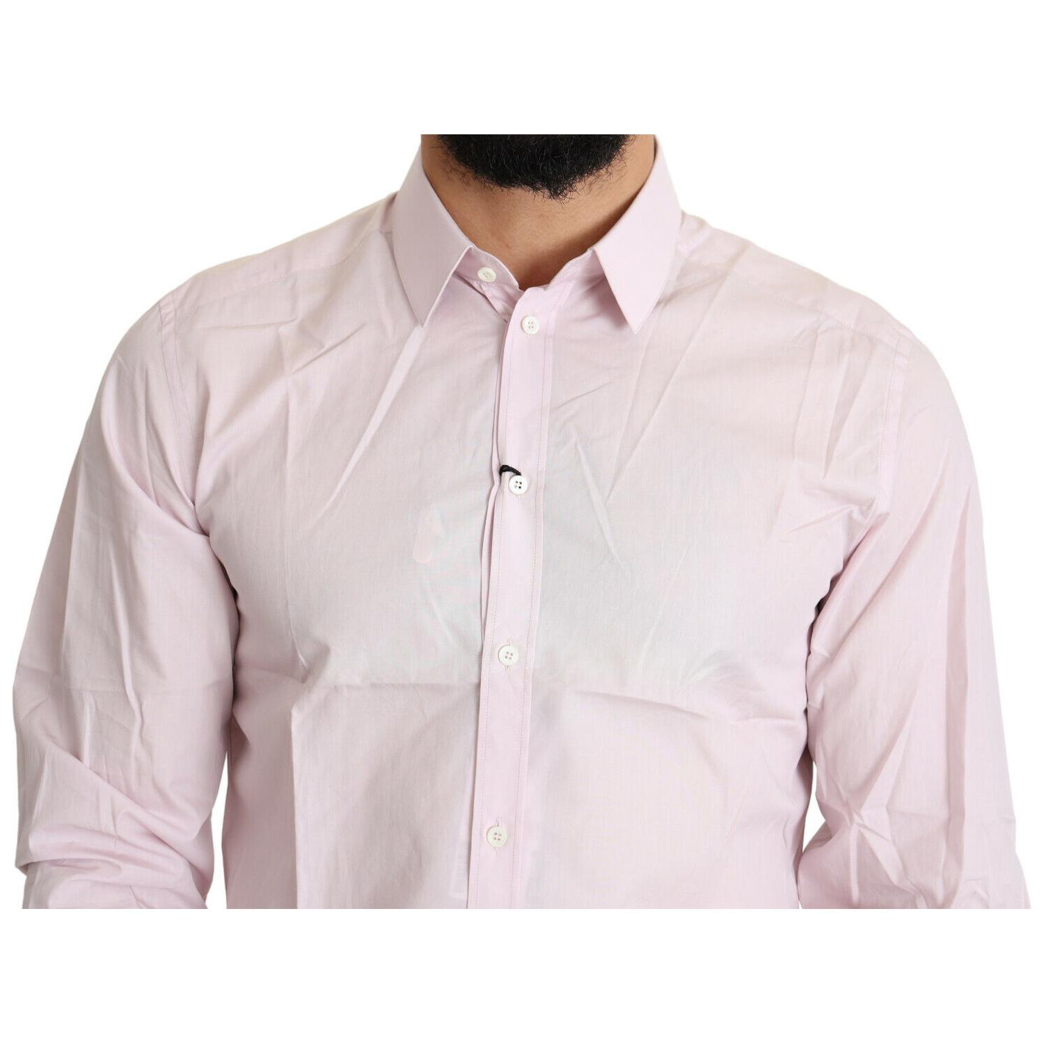 Dolce & Gabbana Light Pink Cotton Formal GOLD Dress Shirt