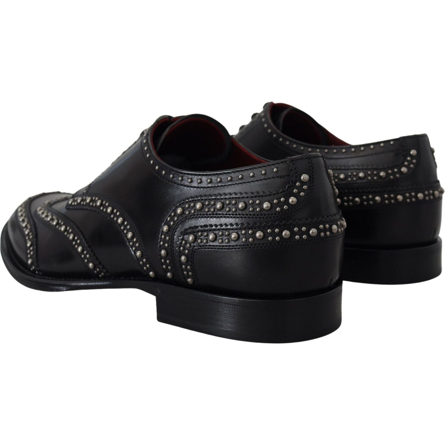 Dolce & Gabbana Black Leather Derby Dress Studded Shoes
