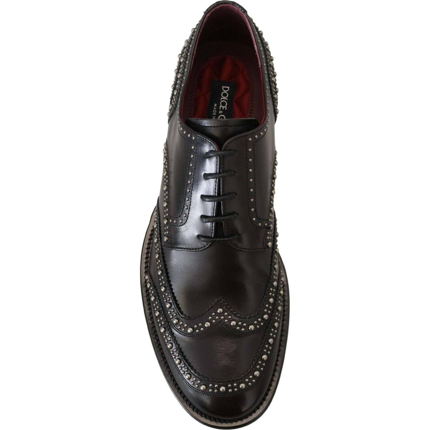 Dolce & Gabbana Black Leather Derby Dress Studded Shoes