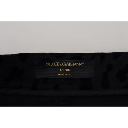 Dolce & Gabbana Black Denim Cotton Stretch Hot Pants Shorts