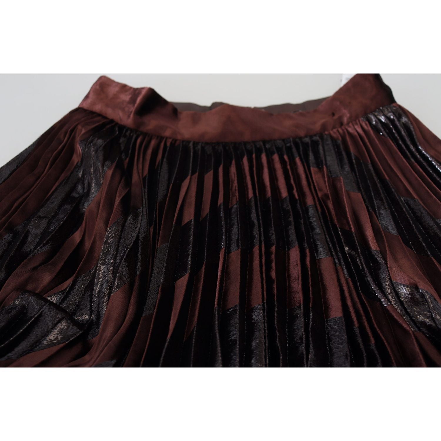 Dolce & Gabbana Brown Polyester High Waist A-line Maxi Skirt