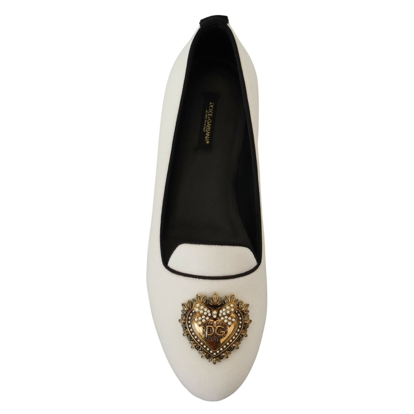 Dolce & Gabbana White Velvet Slip Ons Loafers Flats Shoes