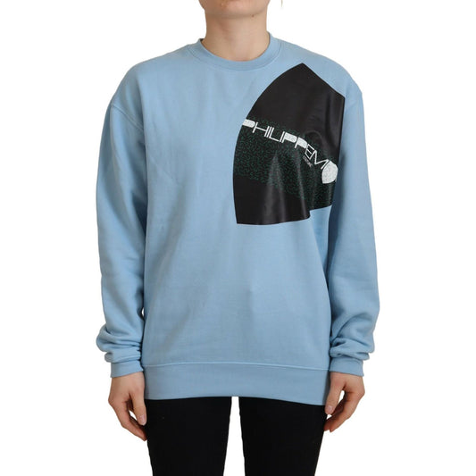 Philippe Model Light Blue Logo Printed Long Sleeves Sweater