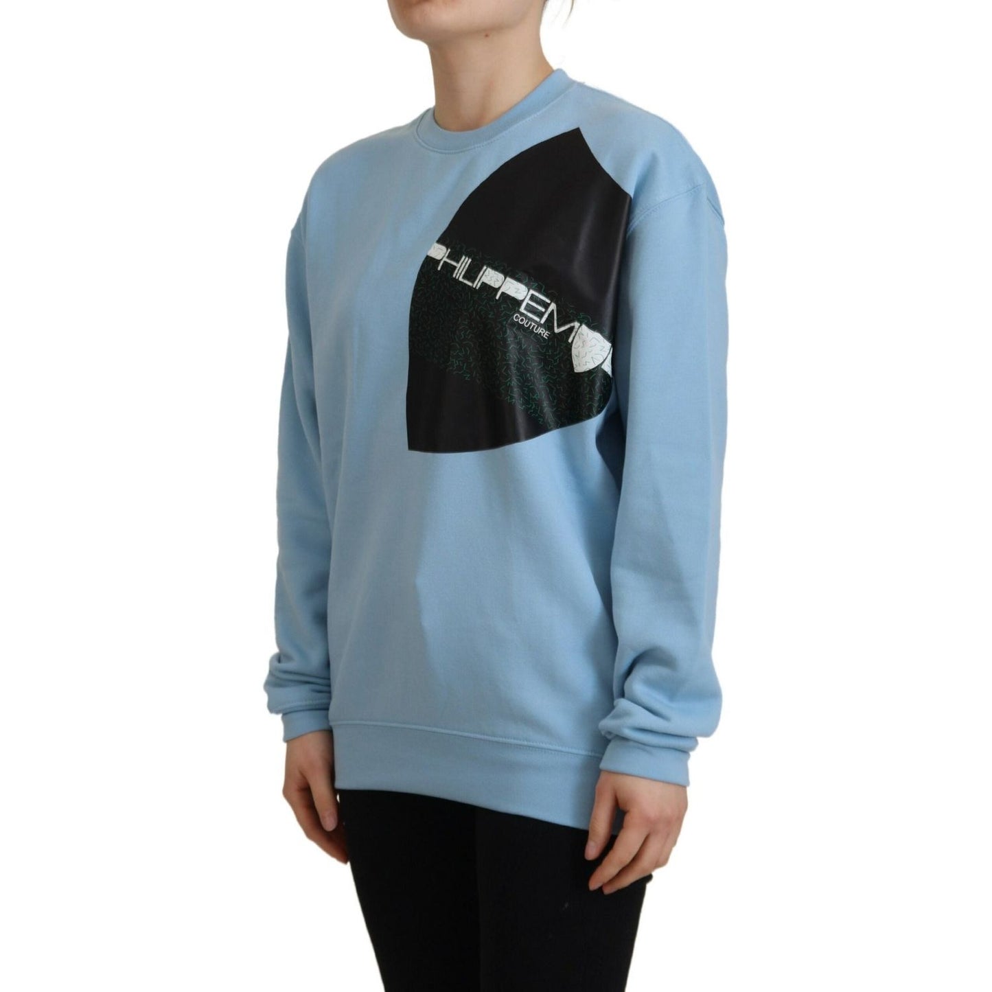 Philippe Model Light Blue Logo Printed Long Sleeves Sweater