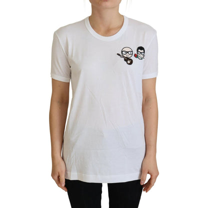 Dolce & Gabbana White #dgfamily Crewneck Cotton T-shirt