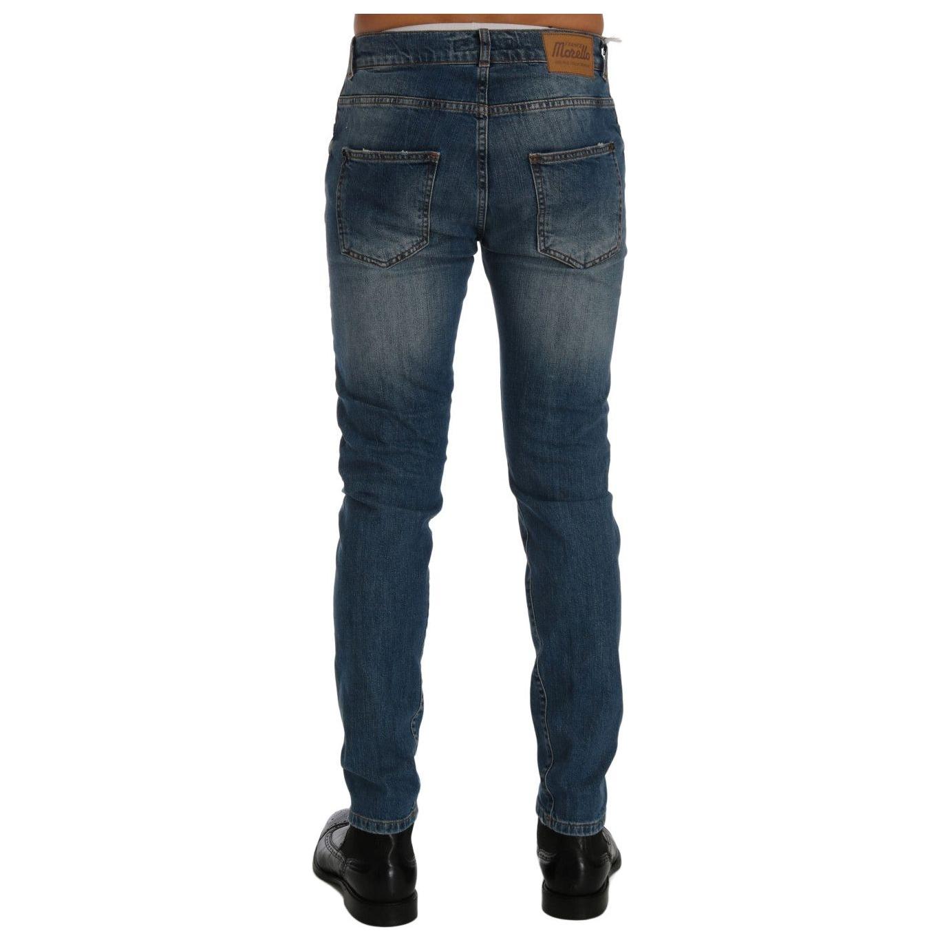 Frankie Morello Blue Wash Torn Dunfermile Slim Fit Jeans