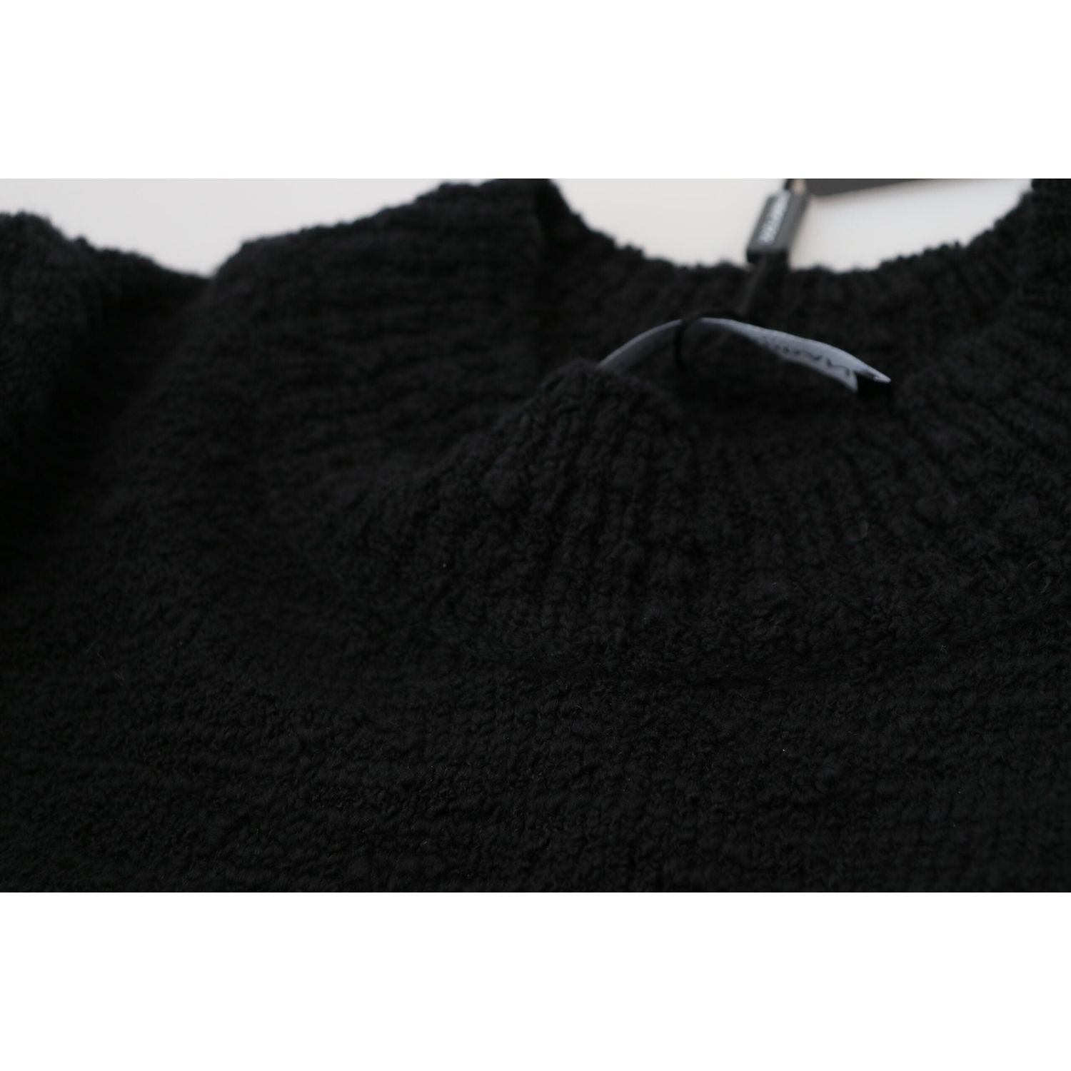 Dolce & Gabbana Black Wool Knit Crewneck Pullover Sweater