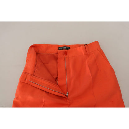 Dolce & Gabbana Orange Silk High Waist Cropped Pants