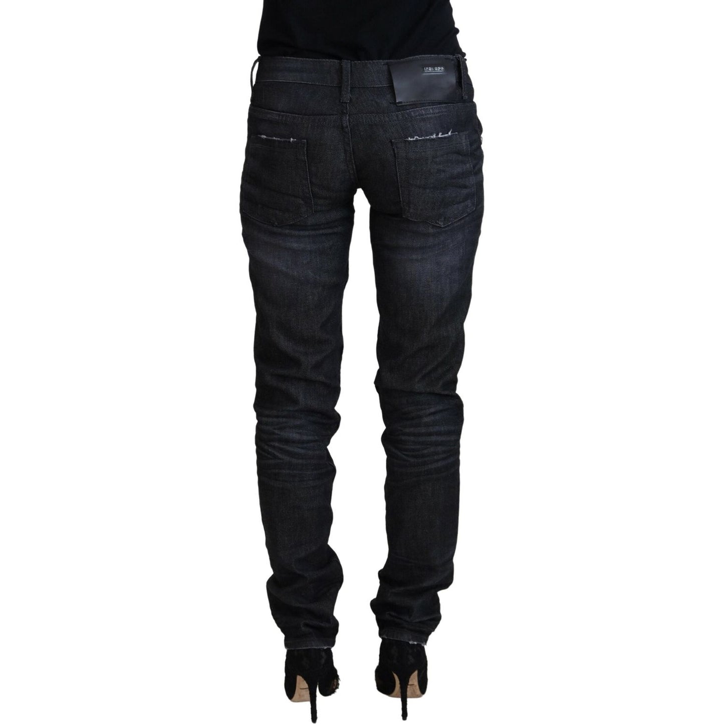 Acht Black Cotton Low Waist Slim Fit Women Casual Denim Jeans