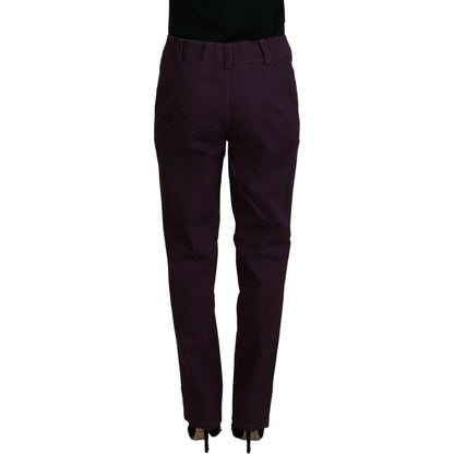 BENCIVENGA Purple Cotton Mid Waist Women Tapered Pants