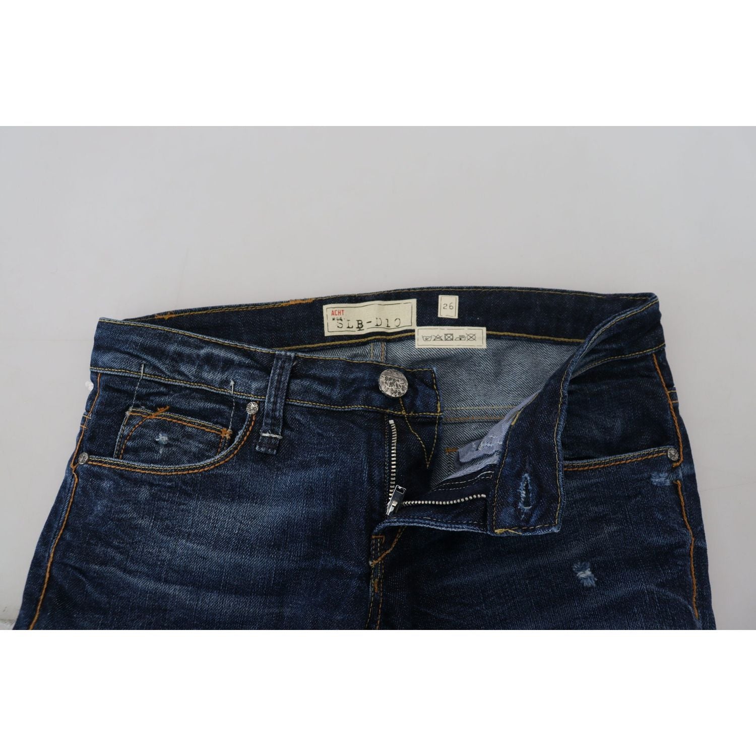 Acht Blue Washed Cotton Low Waist Women Casual  Jeans