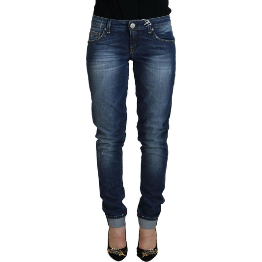 Acht Blue Washed Cotton Slim Fit Women Denim Jeans