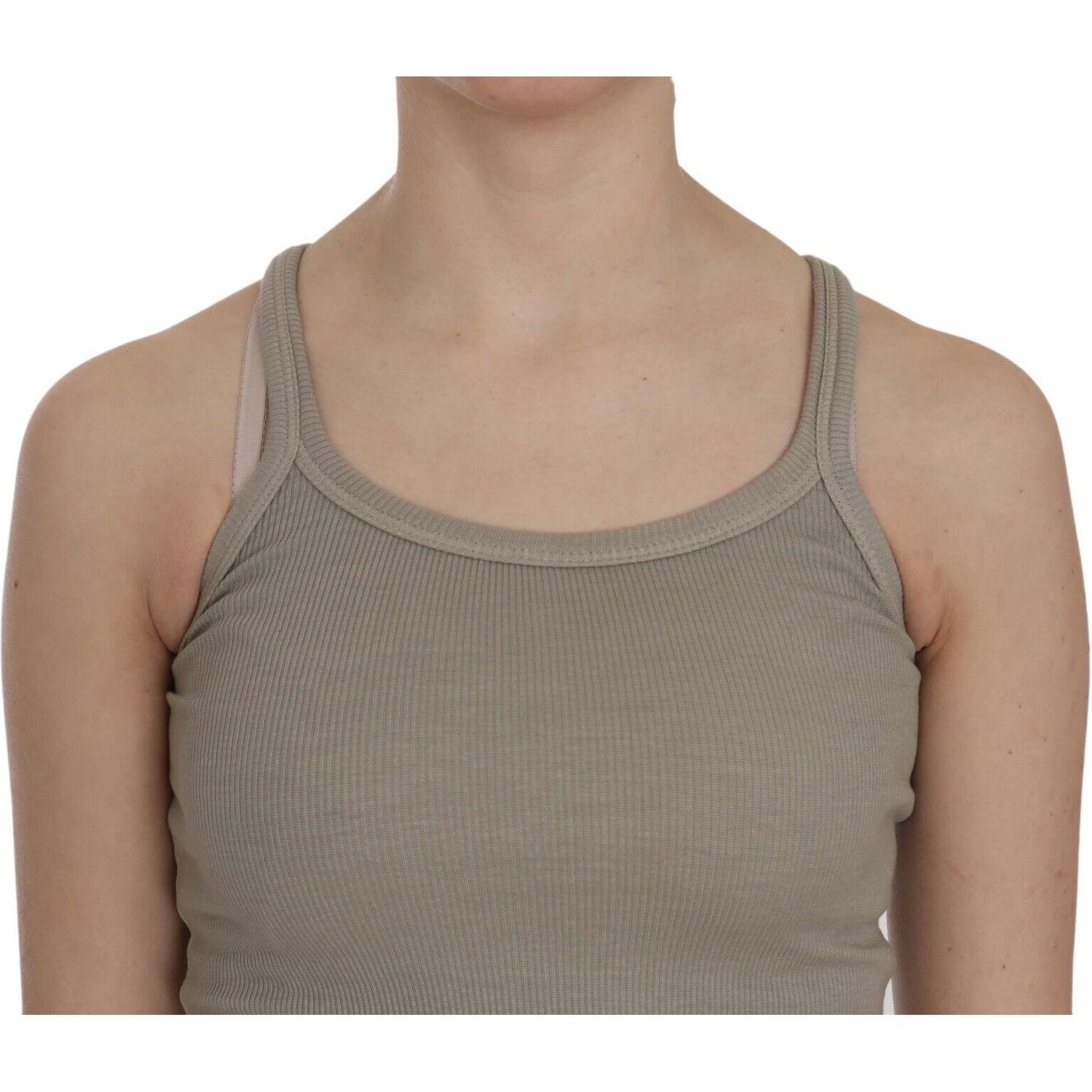 PINK MEMORIES Beige Sleeveless Spaghetti Strap Tank Blouse