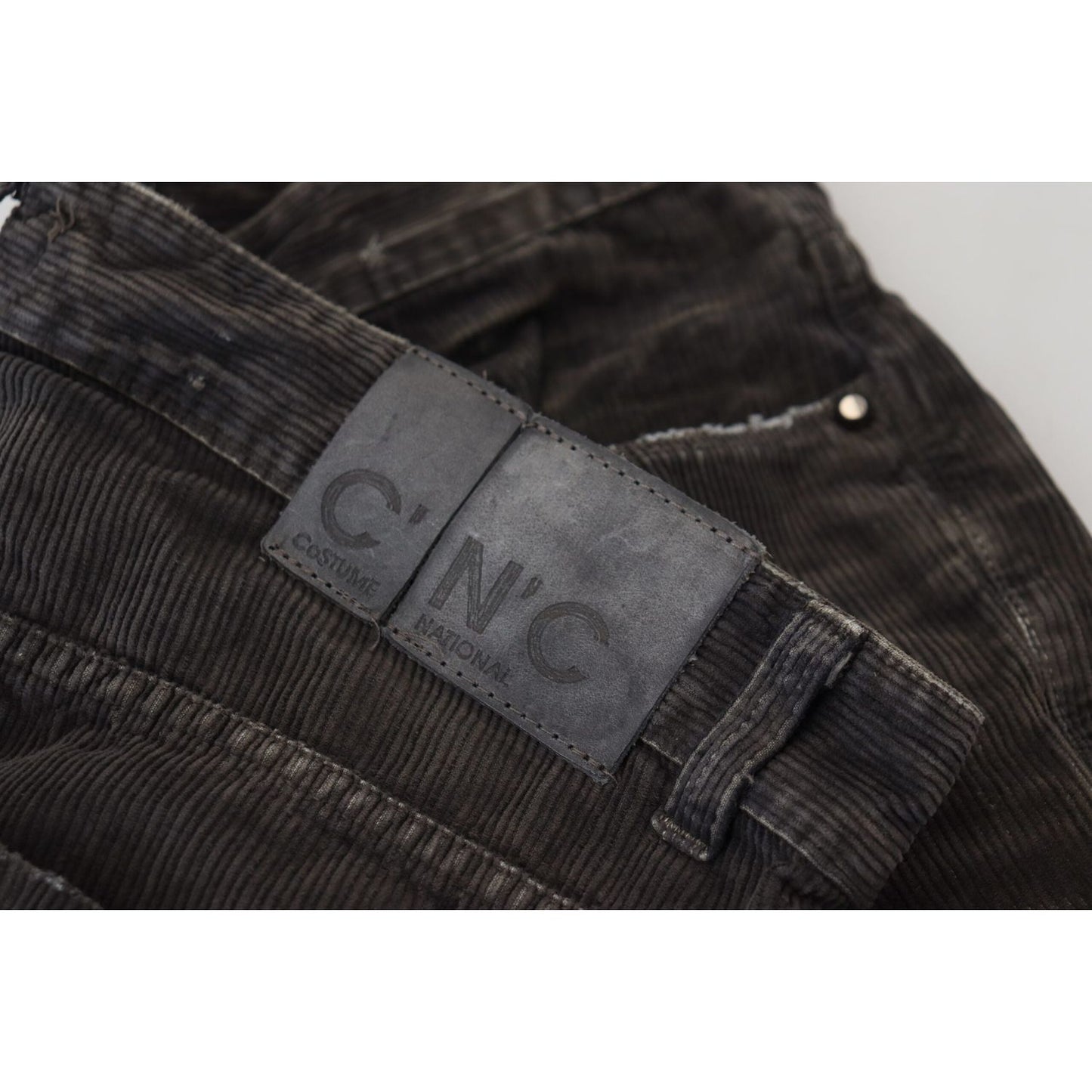 Costume National Gray Cotton Corduroy Men Casual Jeans