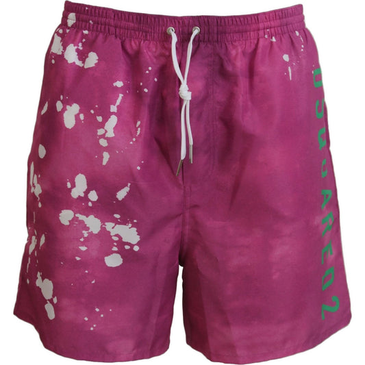 Dsquared² Pink Tie Dye Logo Men Beachwear Shorts Swimwear