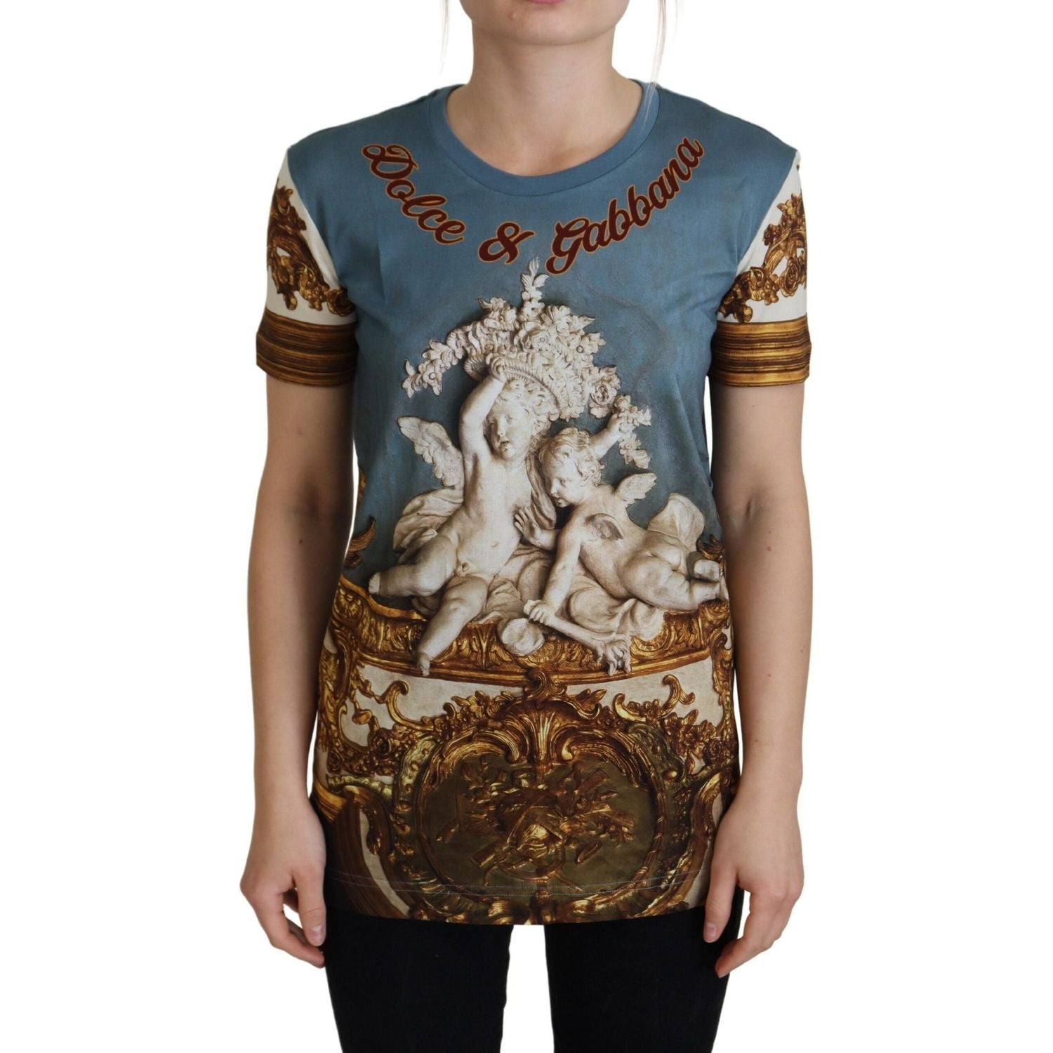 Dolce & Gabbana Multicolor DG Logo Angel Printed Shirt Top