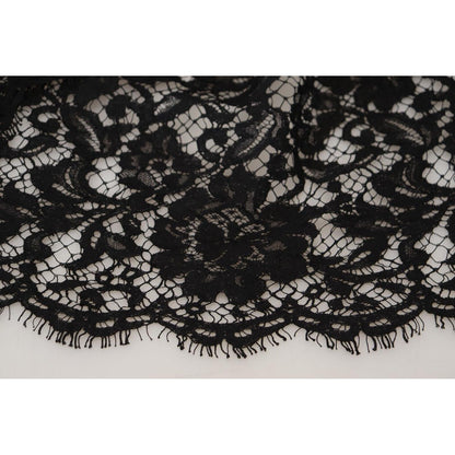 Dolce & Gabbana Black Floral Lace Cotton Shift Mini Dress