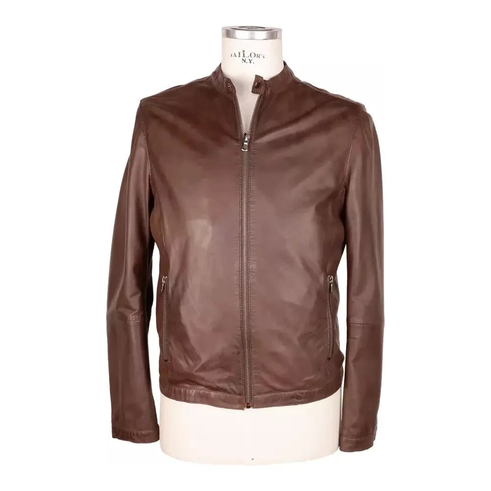 Emilio Romanelli Brown Leather Jackets & Coat