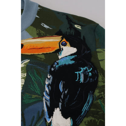 Dolce & Gabbana Multicolor Jungle Wool Pullover Logo Sweater