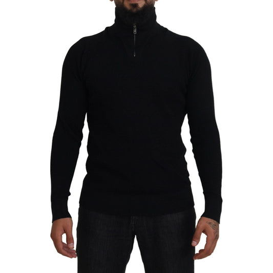 Dolce & Gabbana Black Silk Turtle Neck Pullover Sweater