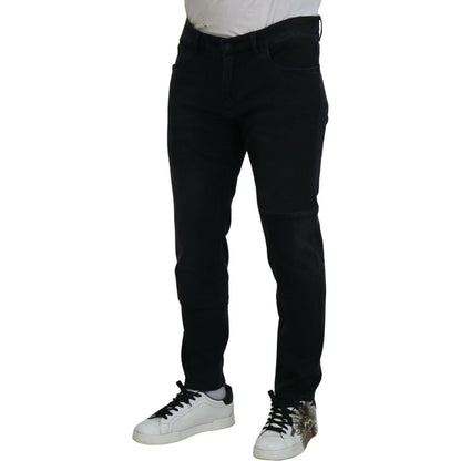Dolce & Gabbana Black Angel Embroidery Skinny Denim Jeans