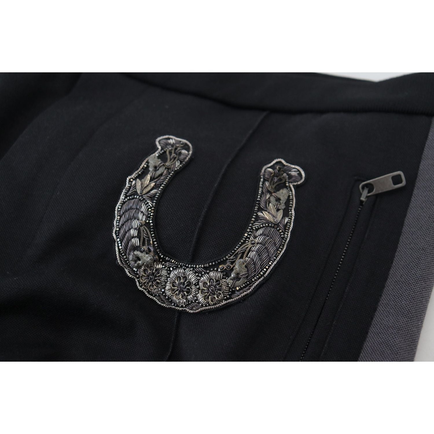 Dolce & Gabbana Black Wool Horseshoe Jogger Pants