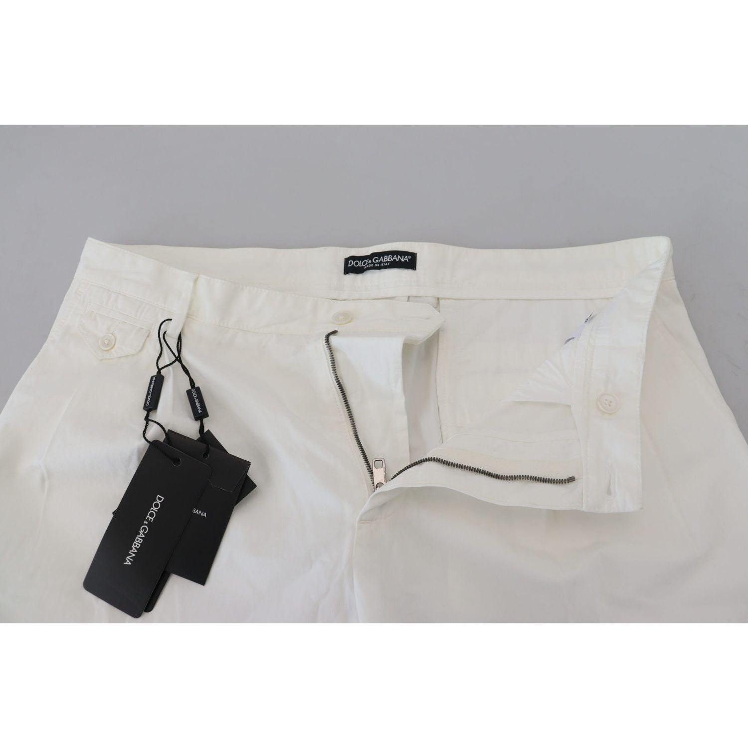 Dolce & Gabbana White Cotton Skinny Chino Pants
