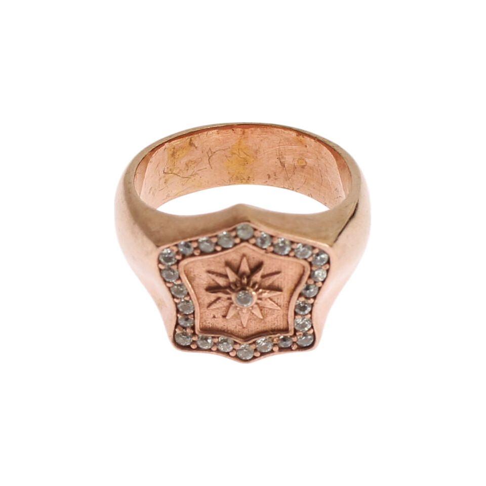 Nialaya Pink Gold 925 Silver Authentic Clear Ring Ring