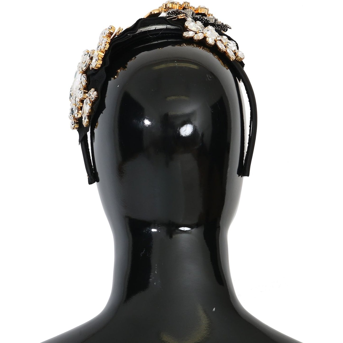Dolce & Gabbana Black Crystal White Hair Parrucchiera Headband Diadem