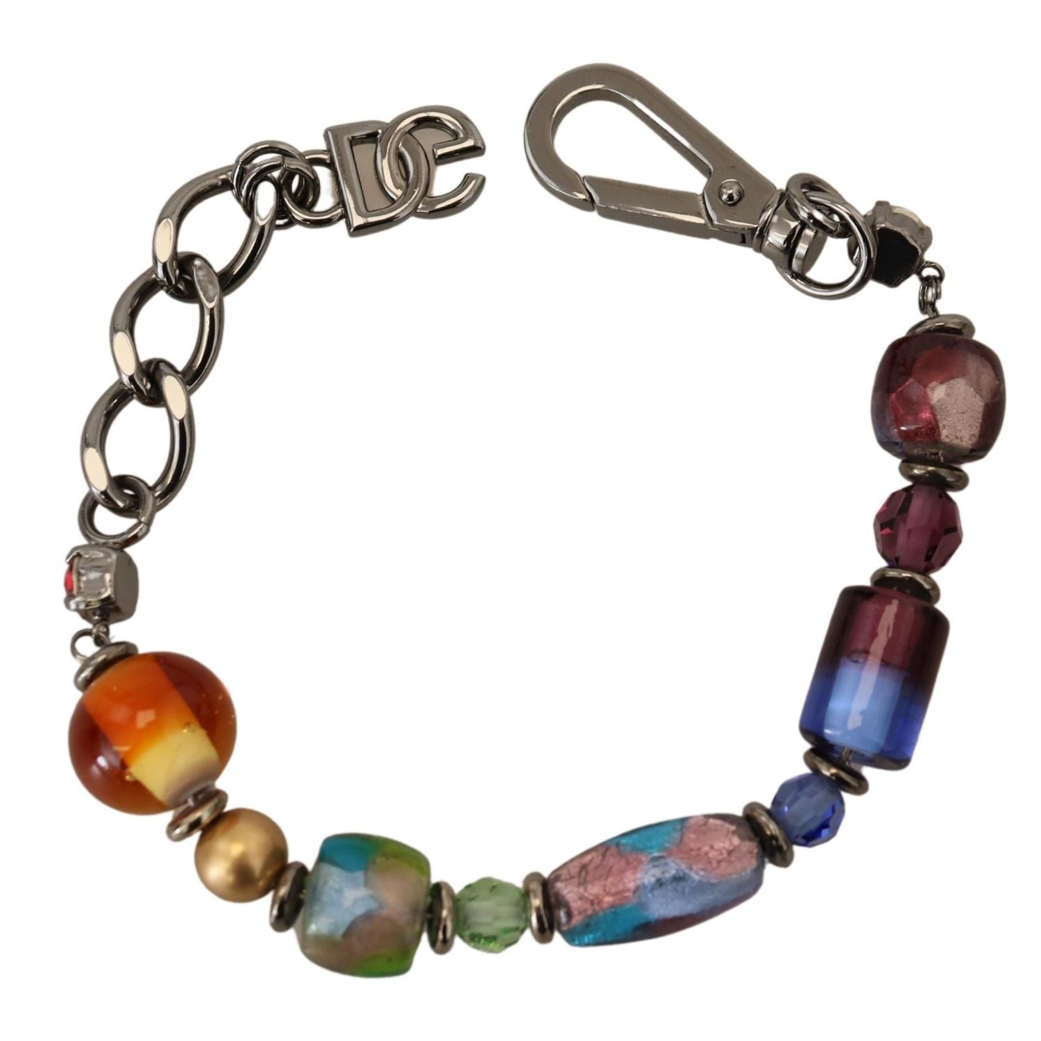 Dolce & Gabbana multicolor Silver Chain Brass Beaded Lobster Clasp Bracelet