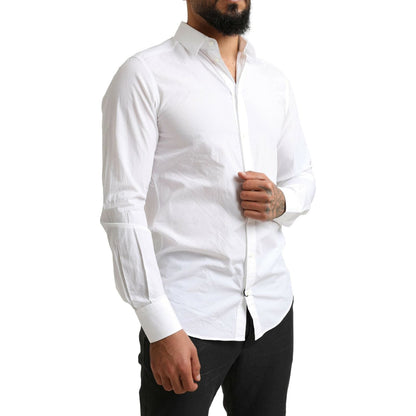 Dolce & Gabbana White MARTINI Cotton Dress Formal Shirt
